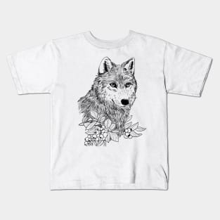 Floral Wolf Kids T-Shirt